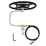 Stanbroil Natural Gas Fire Pit Burner Ring Installation Kit, Black Steel, 12-inch