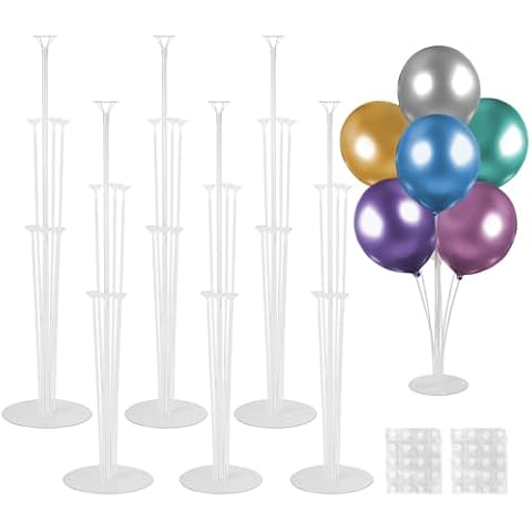 Voircoloria 6 Sets Balloon Stand Kits, Balloon Sticks with Base for Table Centerpieces Graduation Birthday Baby Shower Gender Reveal Party Decorations Cover