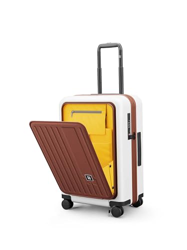 Image of Eume Cabin Pro Luggage Trolley for Travel 57cm, Cabin Bag | Trolley Bag Small for Luggage | with Laptop Sleeve | 100% Polycarbonate (Pc) 8 Silentrun Hinomoto Wheels, Mocha White