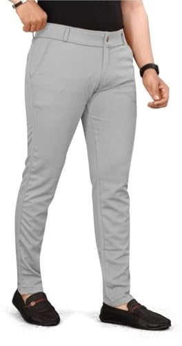 Image of Mens Regular Fit Casual Ankle Chino Trouser Style Lower, Everyday Wear Lower Pants Zipper and Button Closer Lycra Blend Stratchable Trousers