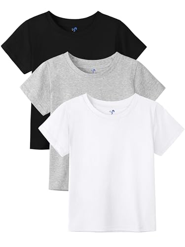 3 Pack Toddler Girls Shirts Kids Short Sleeve Shirts Toddler Girls Tops Tees Tshirts Summer T-Shirt Cotton