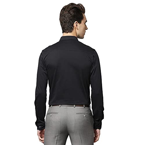 Image of Park Avenue Men's Cotton Blend Solid Pattern Slim Fit Narrow Collar Full Sleeve Formal Shirt