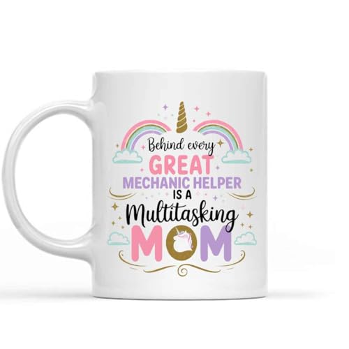 Humorous Gift Idea Funny Gift for Helper, Behind Every Helper Is a Multitasking Mom, Present for Mom, Coworkers, Friends 11 Oz White Ceramic Coffee Mug -  Hila Agagin