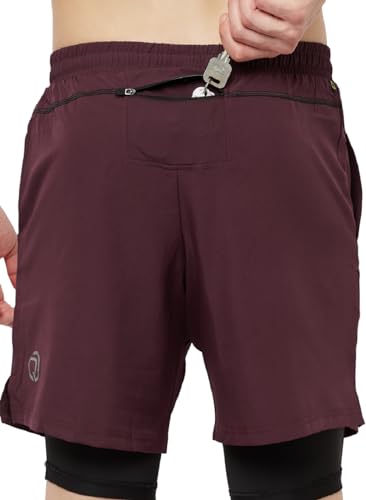 Image of TRUEREVO - 2 in 1 Running Sports Shorts for Men with Mobile Phone Pocket - Quick Dry & Lightweight Moisture-Wicking Active Wear, Gym Shorts for Men Workout - Double Layer Half Pant with Inner Tights
