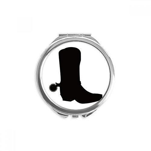 Miroir maquillage de poche portable rond motif silhouette noir haut bottes