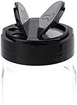 Bekith 16 Emballage de bouteilles d'épices en plastique pour le stockage des épices, herbes et poudres - 9 Oz BPA Conteneurs d'épices en plastique libres avec bouchon de dessus en noir pour verser ou agiter/soudre