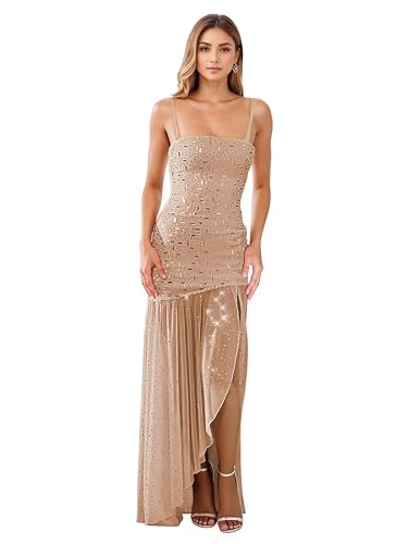 Image of Glitter Sequin Prom Dress for Bachelorette,Birthday,Holiday | Elegant Fully Lined Sparkly Rhinestone Long Dresses for Women Birthday /Formal Galas /Wedding Guest /NYE /Homecoming