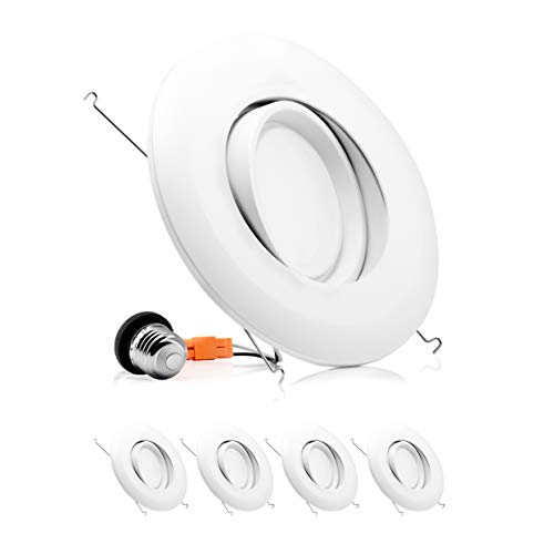 Parmida (4 Pack) 6 inch LED Adjustable Gimbal Downlight, Dimmable, 15W (120W Replacement), Rotatable Eyeball Retrofit Recessed Trim, 5000K (Day Light), 1060LM, Energy Star & ETL-Listed