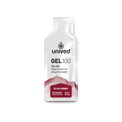 Image of Unived Gel 100 - Vegan Energy Gel for Endurance Athletes Runners & Cyclists - 100kcal - Black Cherry - Pack of 6