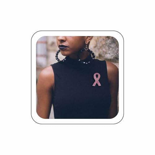 Zeshimb Pink Rhinestone Ribbon Brooch - Breast Cancer Awareness Pin - Elegant Pink Ribbon Brooch - Full Diamond Lapel Pins - Jewelry Gifts for Support Survivor