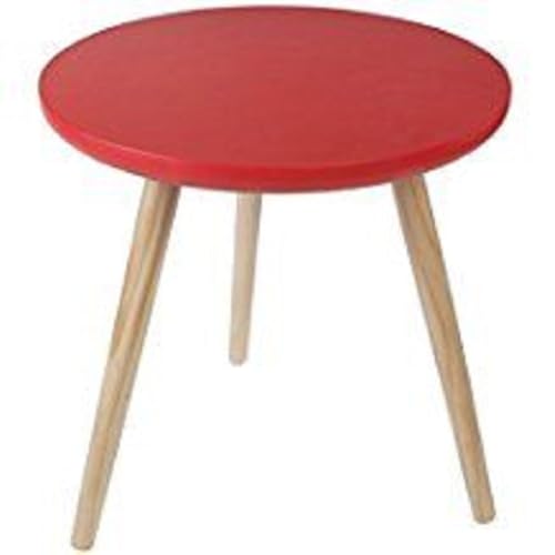 Image of End Table Wooden Side Table Foldable Round Shaped Side Table /Tea Coffee Breakfast Table Modern Living Room,or Apartments (RED Natural)