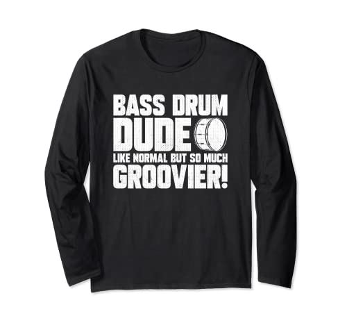 Bass Drum Dude Funny Marching Band Drummer Manga Larga
