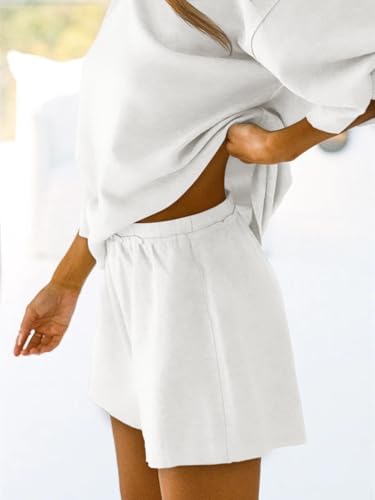 Image of Tankaneo Womens Pajama Sets 3 /4 Sleeve Oversized Tops & Loose Fit Shorts Lounge Set with Pockets Loungewear