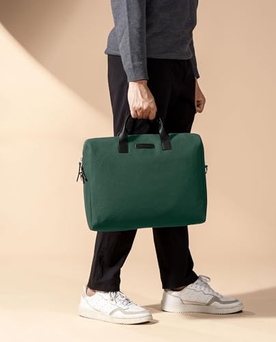 Image of DailyObjects Unisex City Compact Fleet Canvas Laptop Messenger Bag with Leather Handles and Adjustable Straps | Zip Closure with Slip Pockets and Large Storage For 14 Inch Laptops