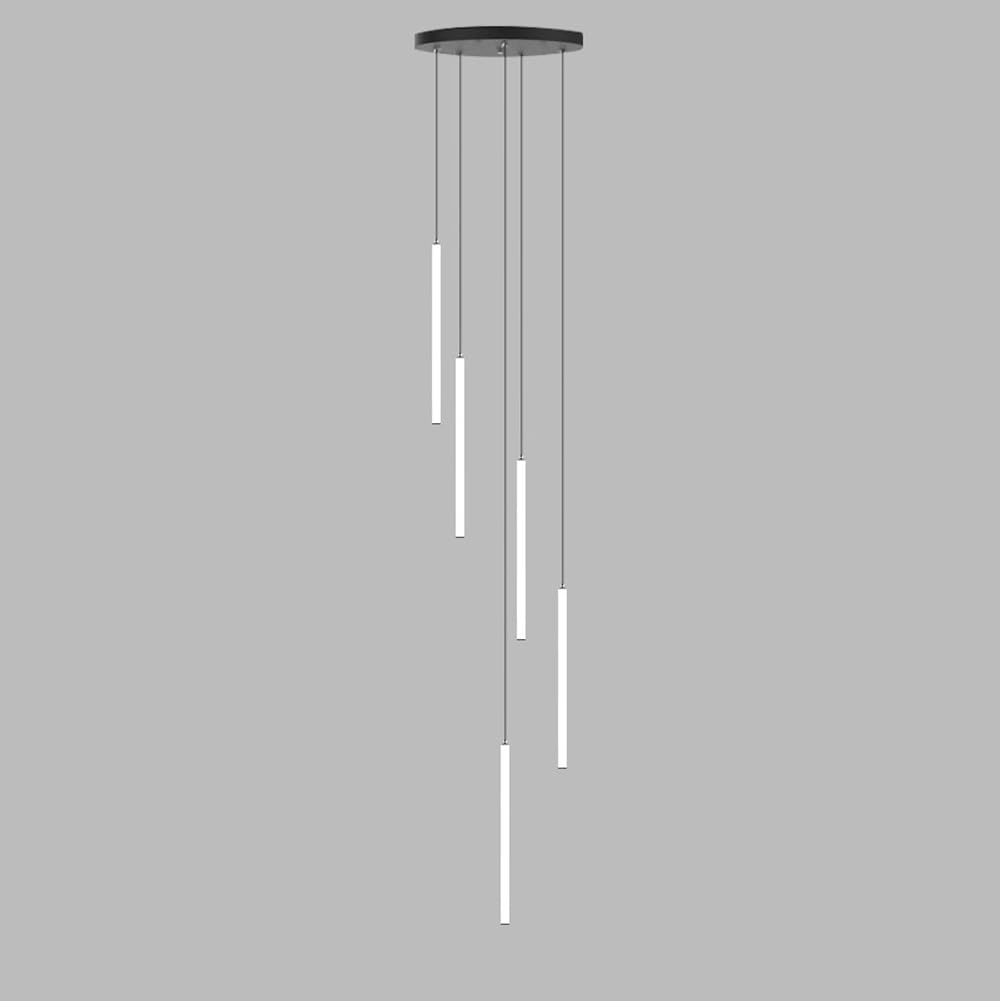 KXEcoLife Long Chandeliers for High Ceilings Remote Entryway Farmhouse Black Dimmable Foyer Chandelier White Linear Light Ceiling Hanging Lamp Staircase Living Room Hall/