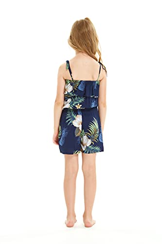 Image of Matchable Family Hawaiian Luau Men Women Girl Boy Clothes in Pineapple Garden Navy