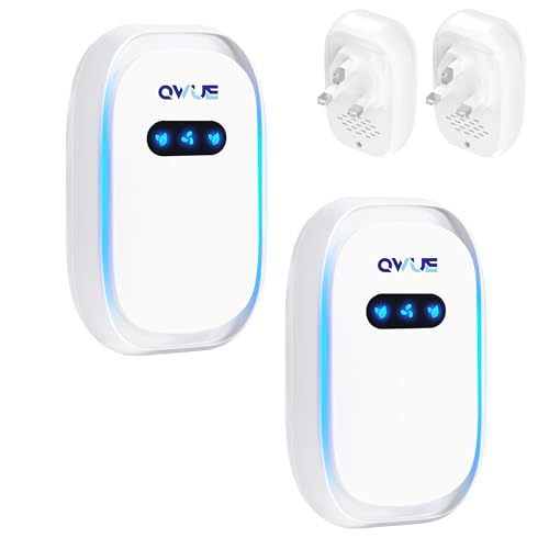 QWUE Air Purifier for Bedroom Home 2 Pcs Mini Ionic Air Purifier Plug in UK for Smokers Pet Toilets Living Rooms Bathrooms Instantly Cleans Quiet Odour Remover Filter-Free Purifier
