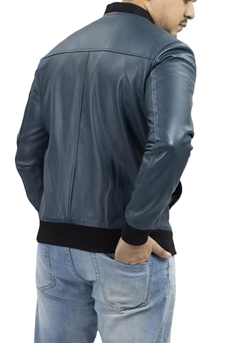 Jild Varsity Style Leather Bomber Jacket Men - Casual Fashion Real Suede Classic MA-1 Leather Jacket Men