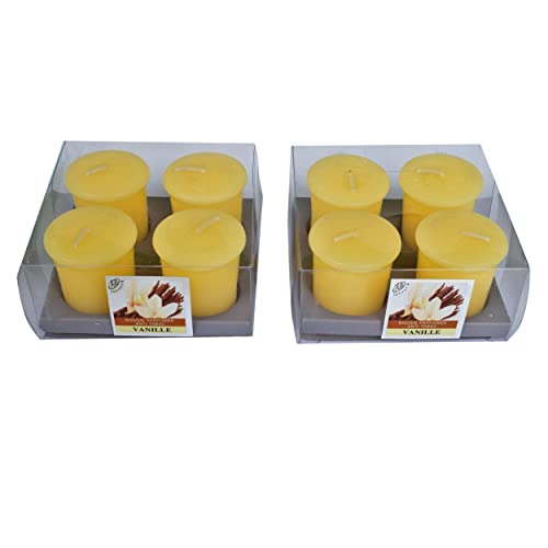 Lot De 8 Bougies Votives Decoratives Parfumées, Anti Tabac, Livré Dans Leur Coffret, Pour La Decoration de L'Intérieur De votre Maison Et pour Créer Une Ambiance. Ivoire,Parfum Vanille 4x6cm Duree 10h