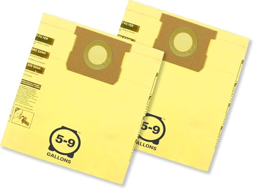 Shop-Vac 9067133 High Efficiency Disposable Vacuum Filter Bags, Fits 5-8 Gallon Tanks, Enhanced Filtration and Dust Control, (2-Pack)