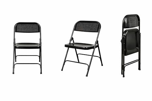 Image of AUKLI Standard Folding Metal Chair | Heavy Duty Foldable Chair for Study, Dining, Office & Outdoor Use | Compact, Portable & Durable PF-01 (Black)