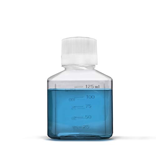 125 ml Plastic Reagent Bottle 6-Pack Laboratory Chemical Storage - Clear Graduated Square Polycarbonate Plastic Leakproof Bottles - Thumbnail 2