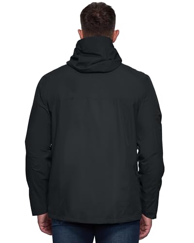 Outdoor Ventures Regenjacke Herren Wasserdicht Atmungsaktiv, Packbar Fahrrad Jacke Leichte Windbreaker zum Freizeit Wandern Camping Schwarz XL