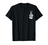 Halloween Skeleton Hand Peace Costume Pocket Men Women Kids T-Shirt