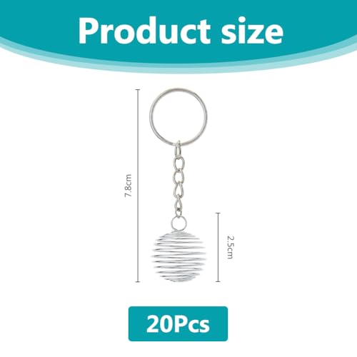 DICOSMETIC 20Pcs Spiral Bead Cages Pendants with Keychain Platinum Stone Crystal Necklace Holder Charms with Iron Rings for Jewelry Making and Crafting, 7.8cm Long by DICOSMETIC - Image 2