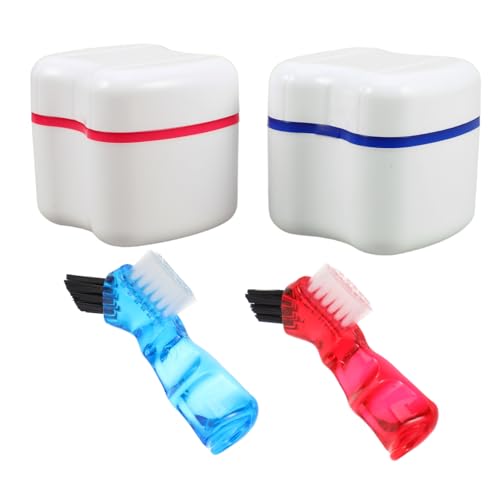 FOMIYES 2Pcs Care Container with Cleaning Brush for Easy Storage and Travel Durable Organizer for Home Use for Retainers and Artificial