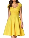 Fynadressr Wedding Guest Prom Dresses for Women 1950s Vintage Cocktail Dress 50s Italian Birthday Dresses Retro a Line Party Swing Yellow S