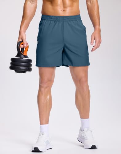 Image of GGJ Men's Lightweight Athletic Shorts with 2 Zipper Pockets 7 inch /9 inch /5 inch Gym Workout Running Quick Dry Tennis Shorts for Men