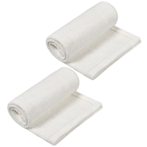 HOTUT Manta de Bebe, 2pcs Súper Suave Mantas Envolventes, Suave y Mullida Algodon, Sirve como Toallita o Mantita en Carrito, Cuna, Cambiador, Adecuado para Bebés Recién Nacidos, Niños y niñas