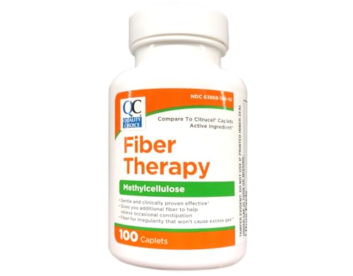 Quality Choice Fiber Therapy Caplets, 100 Count Gentle Fiber Laxative with Methylcellulose for Constipation Relief, Regularity Support, Gluten-Free, Non-Allergenic, Gentle & Effective