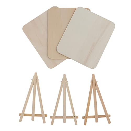 menolana 3 conjuntos de cavalete infantil de madeira para desenho de pintura de esboço DIY - branco
