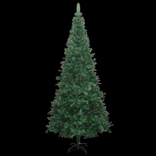 ** vidaXL Artificial Pre-lit Christmas Tree - 94.5" Height/47.2" Diameter - 300 LEDs - Green/Gold - PVC Material - 1300 Branch Tips - Outdoor/Indoor Decor - Includes Stand and Ball Decoration Set2