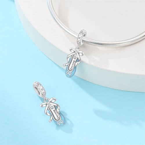 Image of Ballet Charm 925 Sterling Silver Dancer Shoes Anniversary Heart Pendant Family Birthstone Mom Dangle for Pandora Charm Bracelet