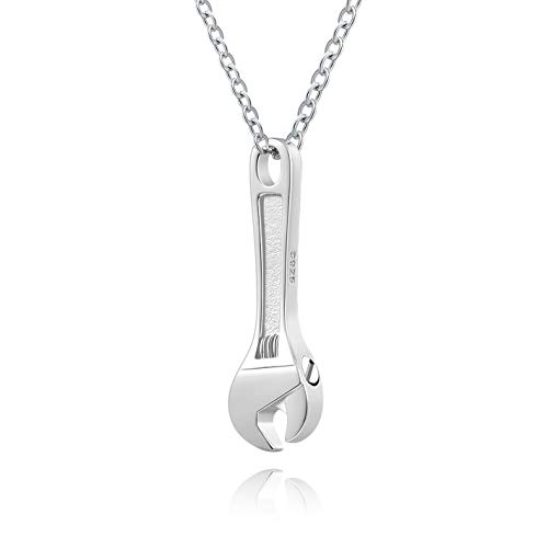 Jinlou Tool Wrench Urn Pendant Necklace for ashes Sterling Silver Keepsake Memorial Cremation Jewelry Urn Necklace for Human Man Women
