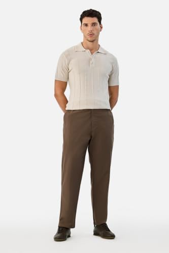 Image of SNITCH Men Casual Trousers| Baggy Fit Mid Rise Solid Plain Front Style | Breathable Cotton Blend & Lightweight Linen Fabric for Summer & Everyday Outings