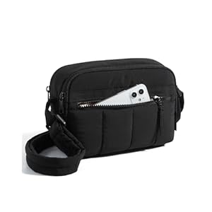 BAGSMART Cross Body Purse, Mini Crossbody Bags for Women Travel Purse, Puffy Shoulder Handbag Wallet with RFID Blocking Slots, Black-small