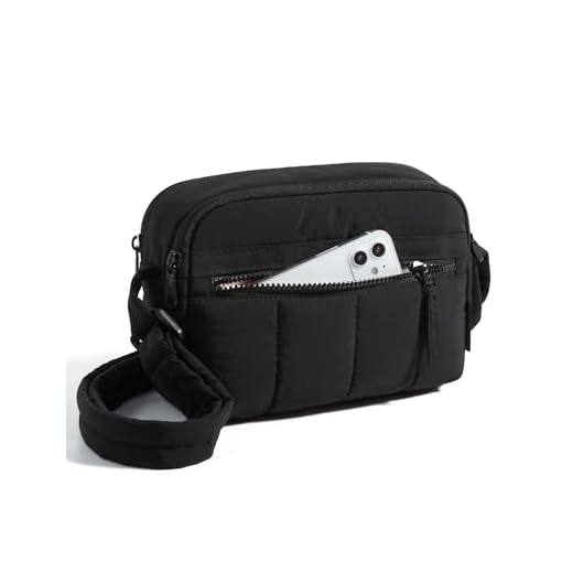 BAGSMART Cross Body Purse, Mini Crossbody Bags for Women Travel Purse, Puffy Shoulder Handbag Wallet with RFID Blocking Slots, Black-small