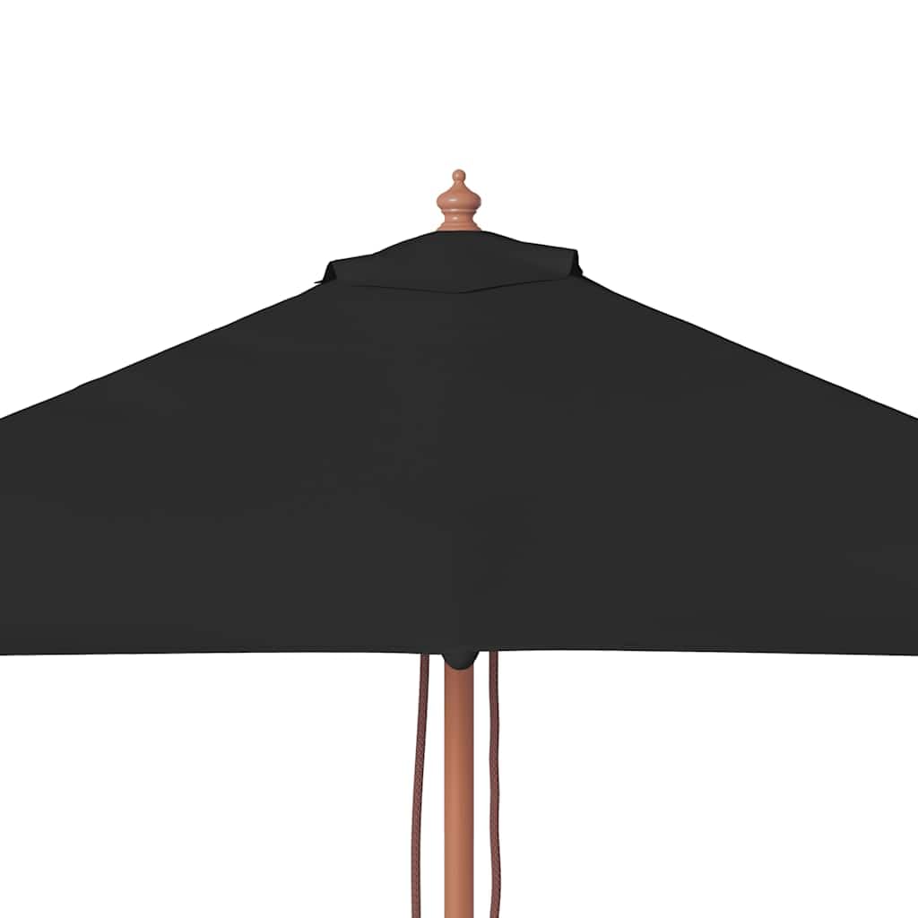 Ombrellone con palo in legno, nero, 150 x 200 cm, rettangolare, pieghevole, da giardino, terrazza, mercato, piccola protezione solare per balcone, terrazza, giardino