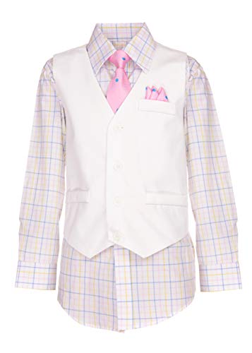 Image of Vittorino Boys 4 Piece Suit Set with Vest, Dress Shirt, Bow Tie, Pants & Pocket Square | Big & Little Kids Formal Apparel