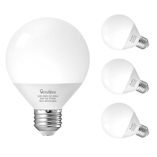 Image of GvvooHome Vanity Light Bulbs for Bathroom, G25 LED Globe Light Bulbs for Makeup Mirror Dressing Room, 60W Equivalent, 5000K Daylight, 800LM, E26 Base, Non-Dimmable, 4-Pack