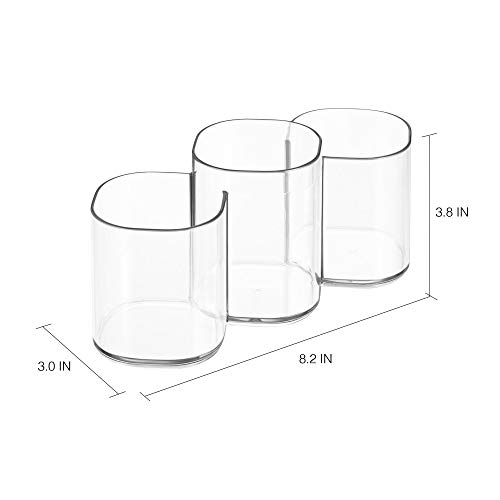 Image of iDesign 30720M2 Clarity Plastic Divided Vanity, Multi-Level Bathroom Accessory Organization, Trio Cup - Set of 2, 2 Count