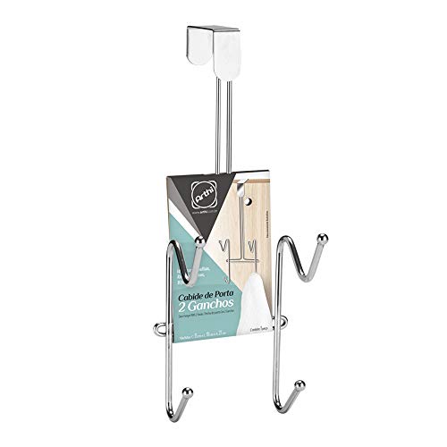 Suporte 2 Ganchos para Porta, 24.3cm, Cromado, Arthi