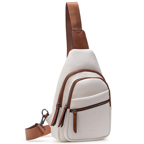 Image of Alldaily Large Sling Bag for Women Crossbody Purse Leather Fashionable Trendy Chest Bag for Travel, Fanny Pack (White)