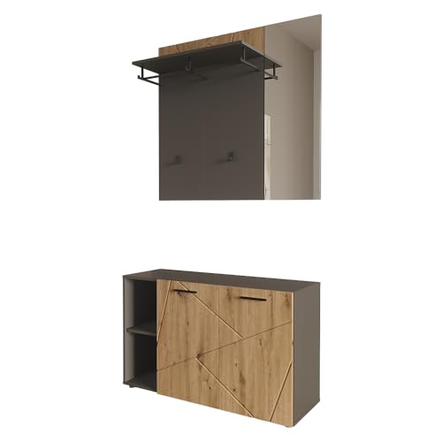 Vicco Vestiaire Irma, Anthracite/Artisan, 106x63cm Ensemble Comprenant Une Armoire à Chaussures et...
