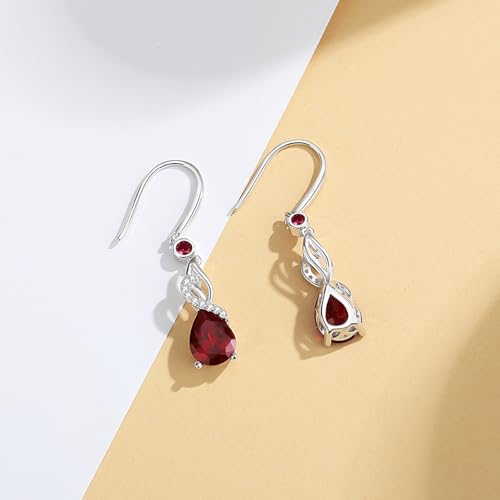 FANCIME Teardrop Dangle Drop Earrings 925 Sterling Silver Pear Gemstone Birthstone Earring Fine Jewelry Birthday Gifts for Women4