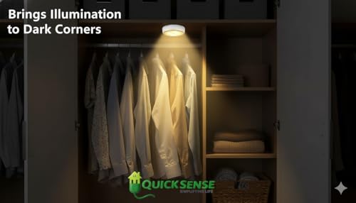 Image of Quick Sense LED Light | 2 Pack Battery Operated Under Cabinet Lighting | Color Changing Closet Fixture with Remote | Stick On for Kitchen, Shelf, Cupboard